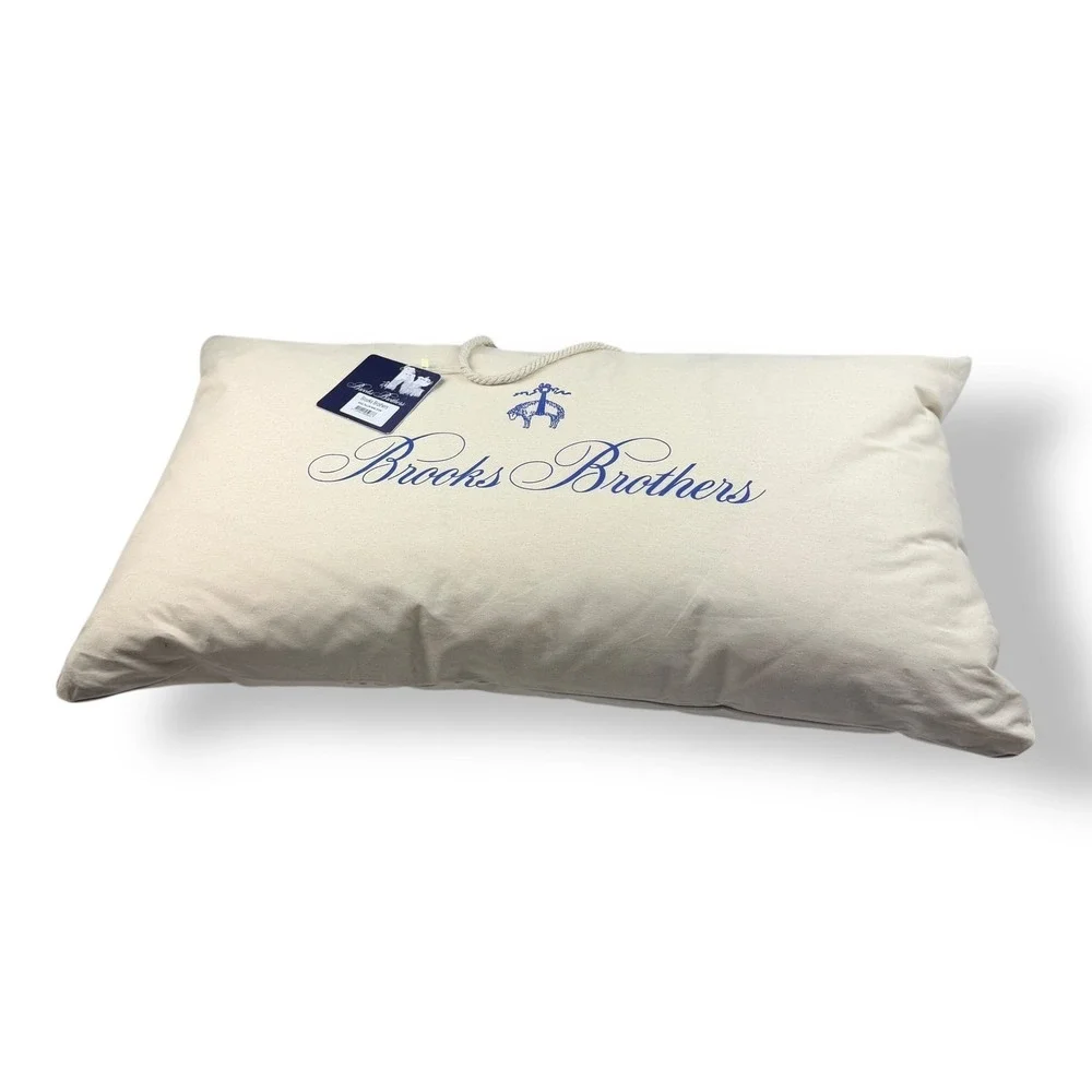 Brooks Brothers Wool King Pillow NWT 100% Wool Fill Cotton Shell Cream 20x36